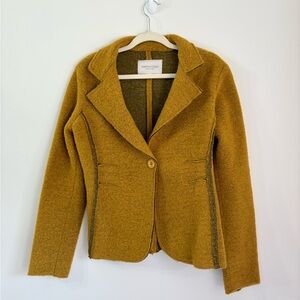 MARISA & MARIE Mustard Yellow Wool Blend Shacket Blazer Womens M Office Fall